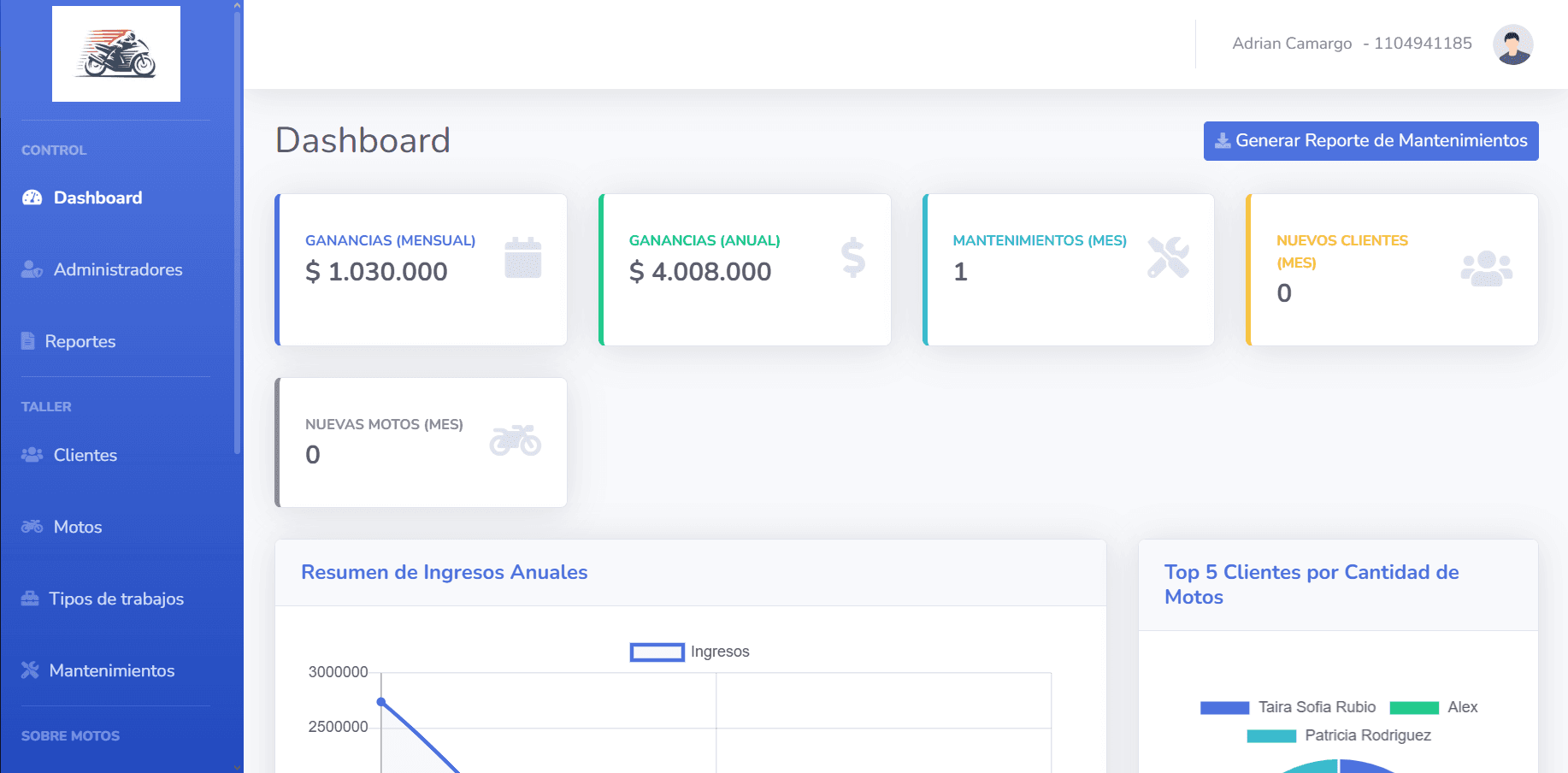 Screenshot of Taller de Motos project